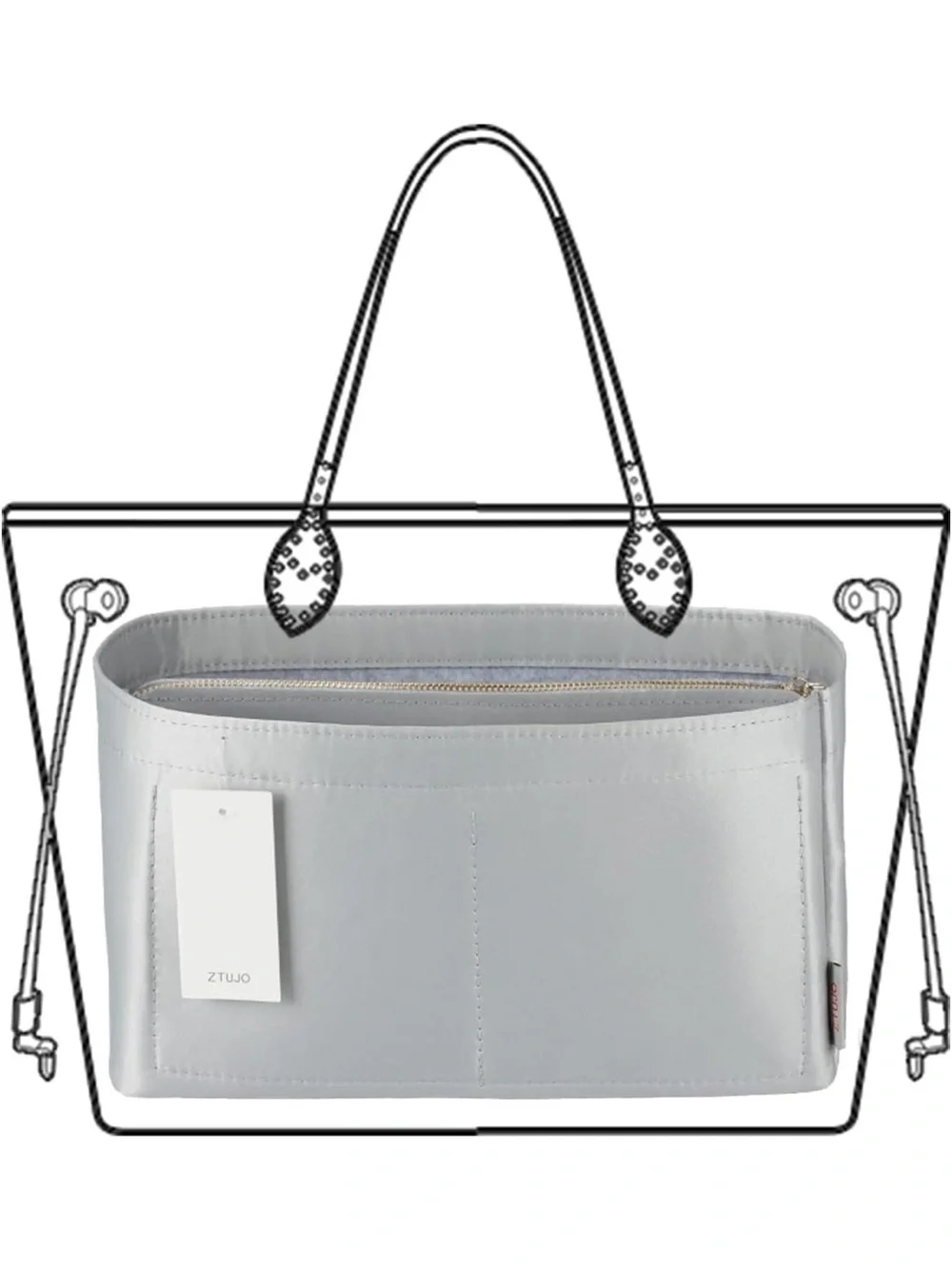 Purse Organizer Insert For Handbags, With Zipper M. 1838/bb9-1